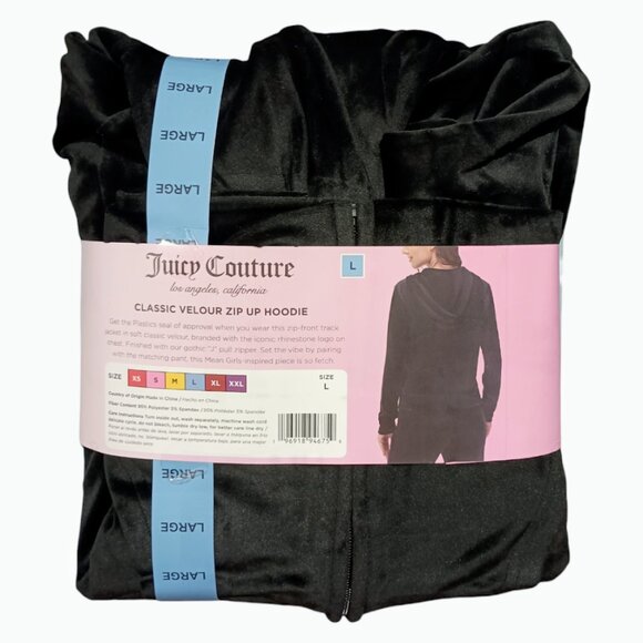 COPY - Women's Juicy Couture Classic Velour Zip Up Hoodie (black) - Picture 3 of 3